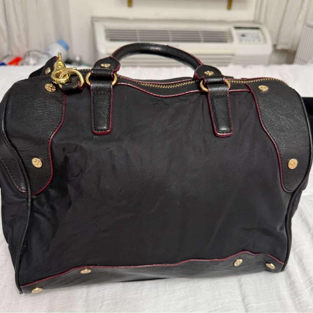 MZ Wallace Black nylon and black leather with red trim